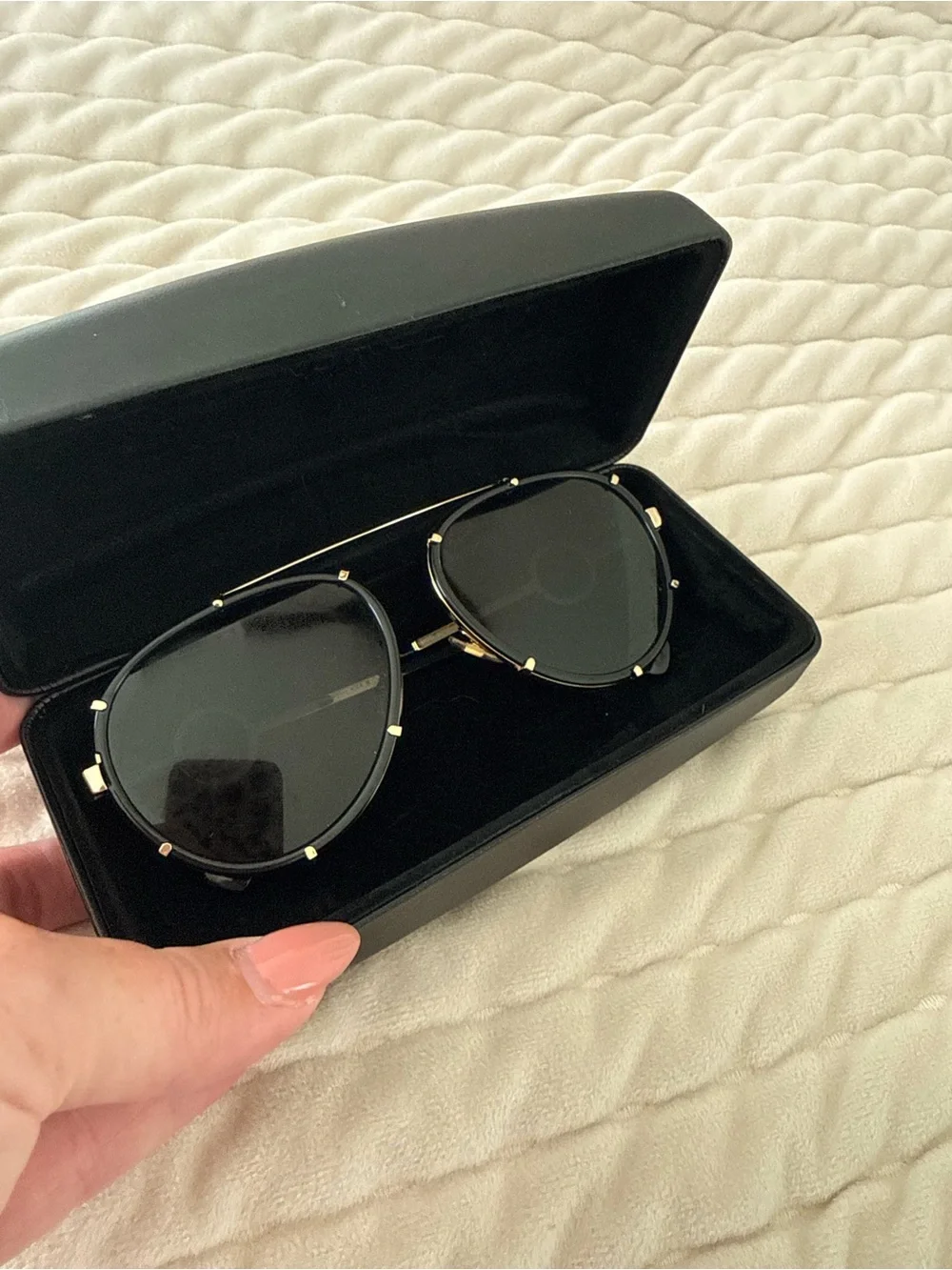 Versace Gold & Black Aviator Sunglasses